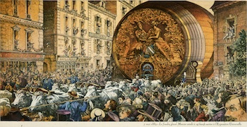 Un foudre de 200 000 bouteilles qui a traversé l'Europe, la France pour arriver à l'Exposition Universelle de Paris