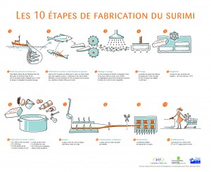 Etapes de la fabrication données par la filière surimi