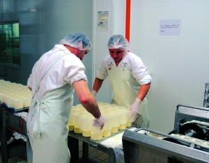 On retire les fromages des moules en plastique qui les maintenaient