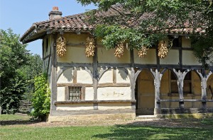 Bois et épis de maïs souvent présents dans les vieilles fermes bressanes