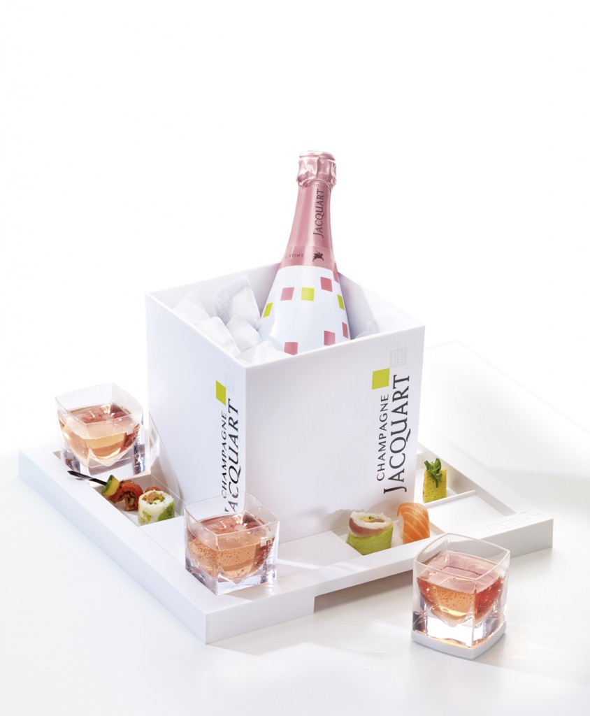 Le rosé cube set pour champagne et amuse bouche