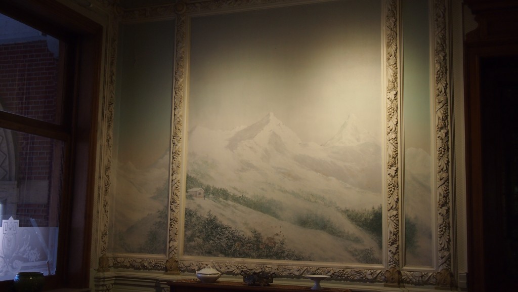 La salle des Alpes avec une vue sur les montagnes suisses de St Moritz