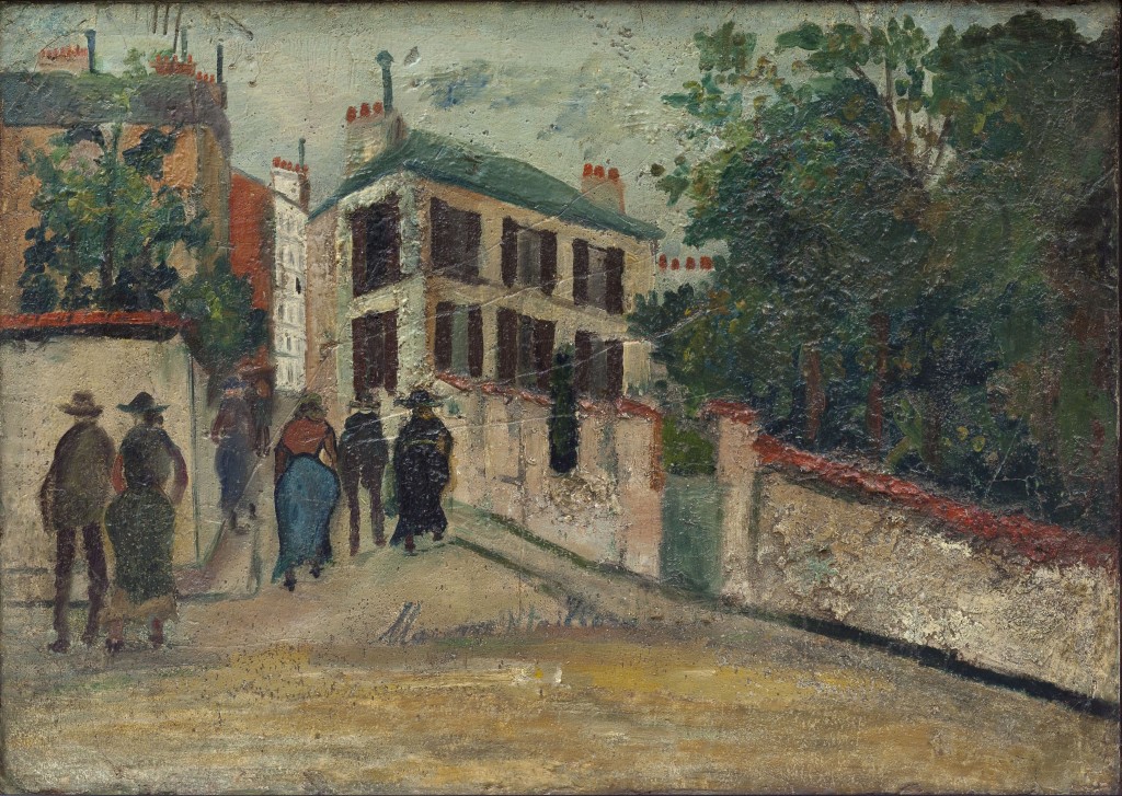  Le 12 rue Cortot à Montmartre. Huile sur plâtre marouflé sur bois. 1921. 