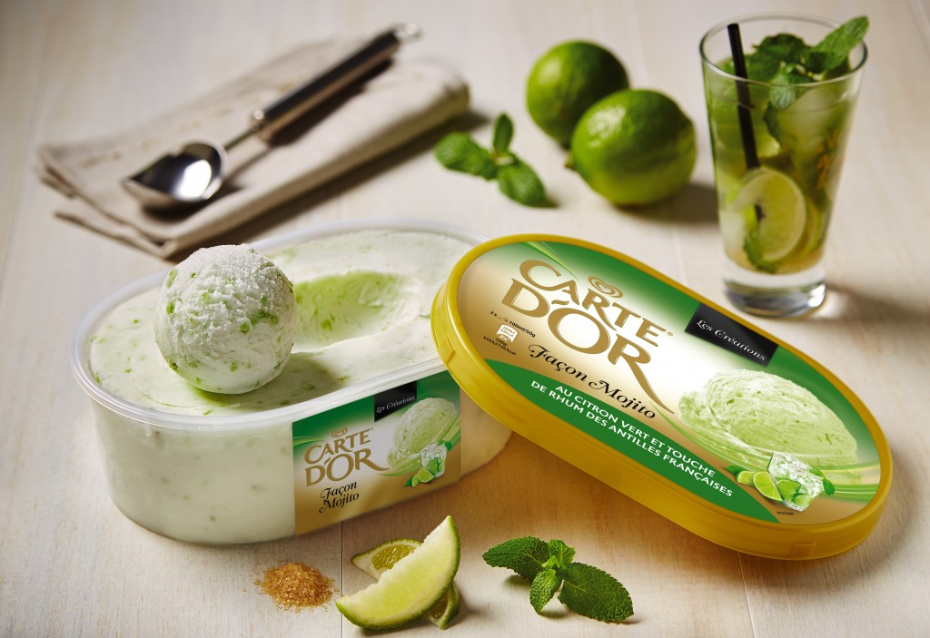 Surfant sur l'incroyable succès du mojito, la glace Carte d'Or aux saveurs de ce cocktail