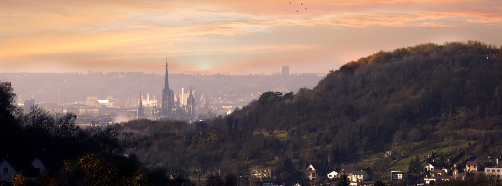 Vue globale sur Rouen et la cathédrale gothique